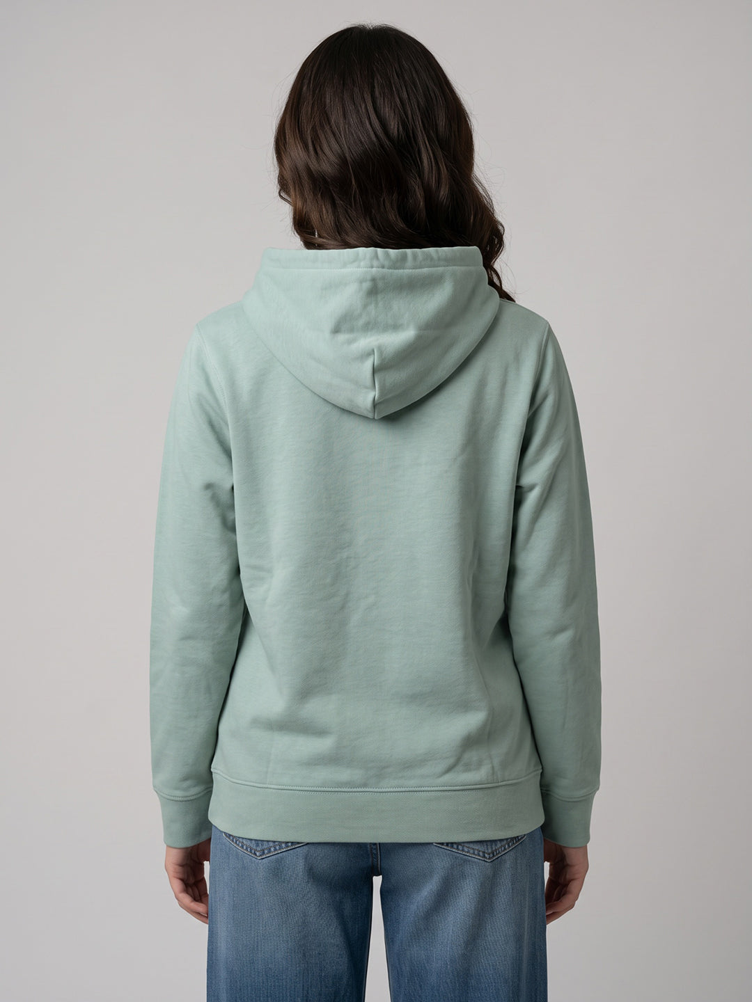Women Blue Printed Hooded Full Sleeve Sweatshirt