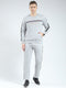 Men Grey Solid Round Neck Full Sleeve Winter Tracksuit