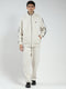 Men Beige Solid Mock Neck Full Sleeve Winter Tracksuit