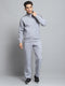Men Grey Solid Mock Neck Full Sleeve Winter Tracksuit