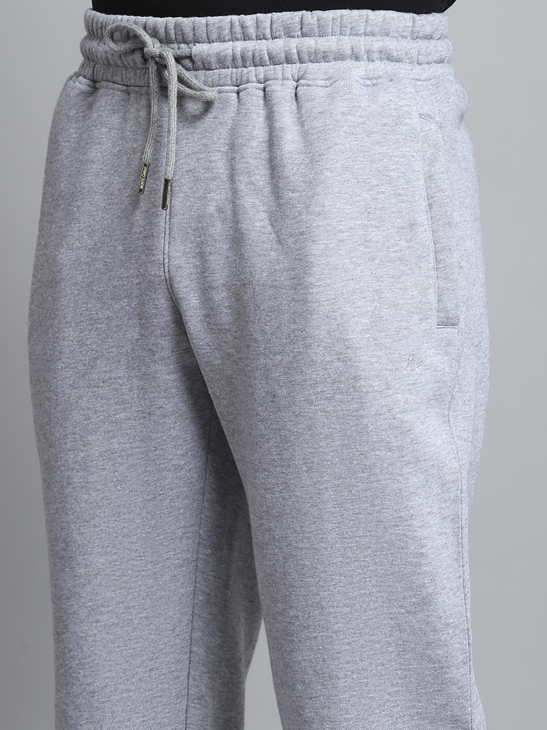 Men Grey Solid Mock Neck Full Sleeve Winter Tracksuit