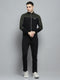 Men Black Solid Mock Neck Full Sleeve Winter Tracksuit