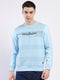 Men Sky Blue Printed Round Neck Full Sleeve Sweatshirt