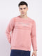 Men Pink Printed Round Neck Full Sleeve Sweatshirt