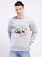 Men Grey Printed Round Neck Full Sleeve Sweatshirt