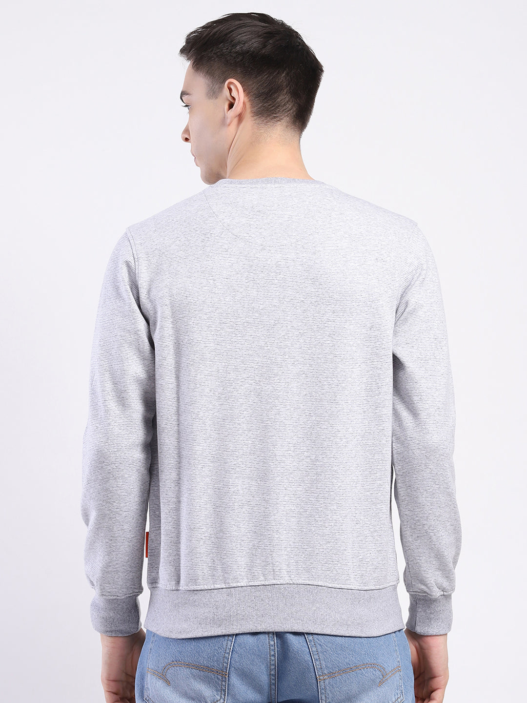 Men Grey Printed Round Neck Full Sleeve Sweatshirt