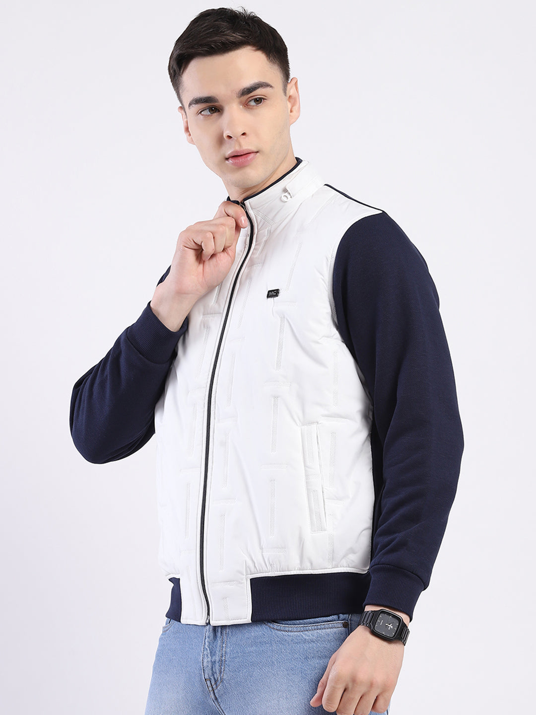 Men White Solid Hooded Full Sleeve Sweatshirt