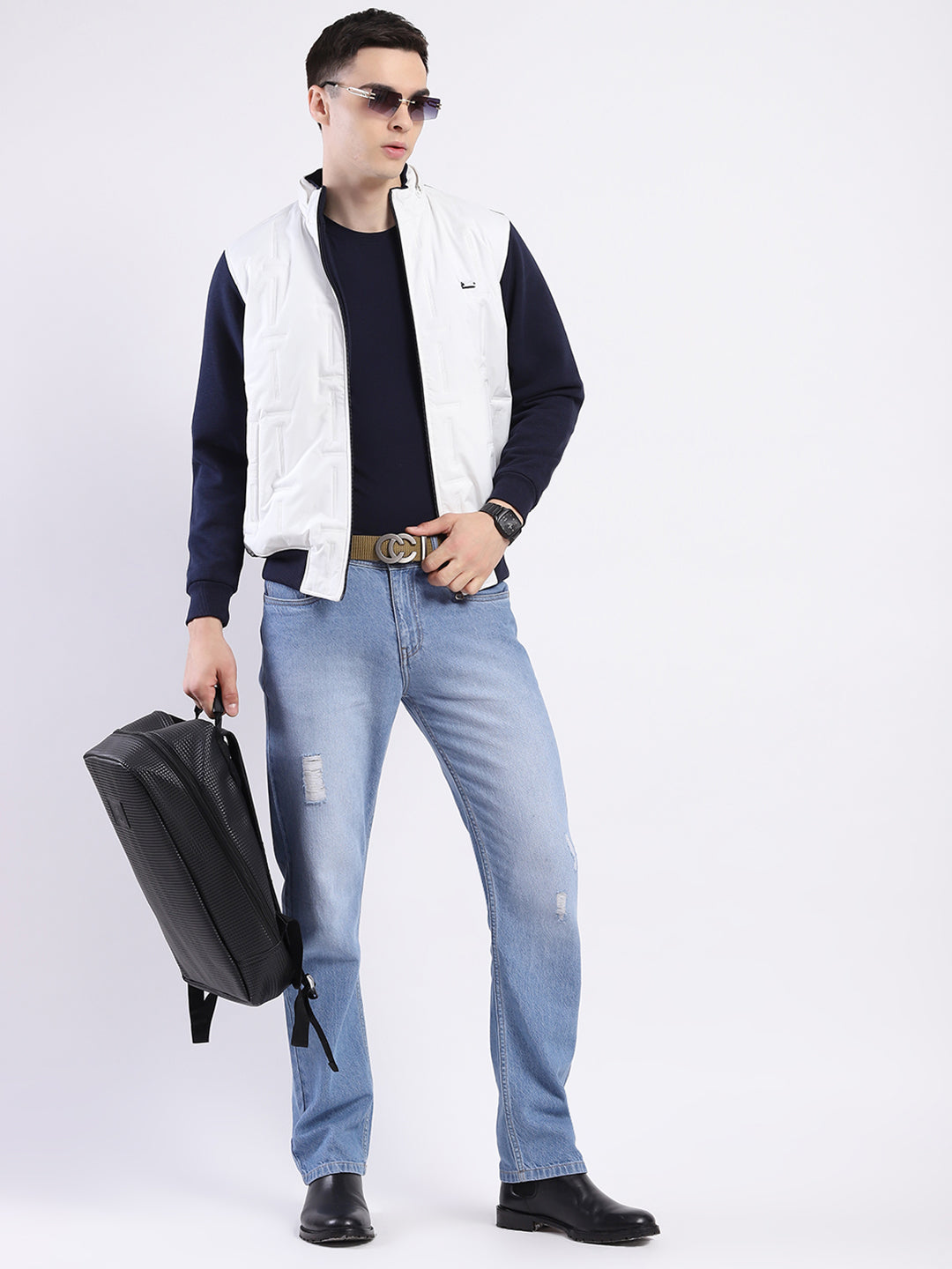 Men White Solid Hooded Full Sleeve Sweatshirt