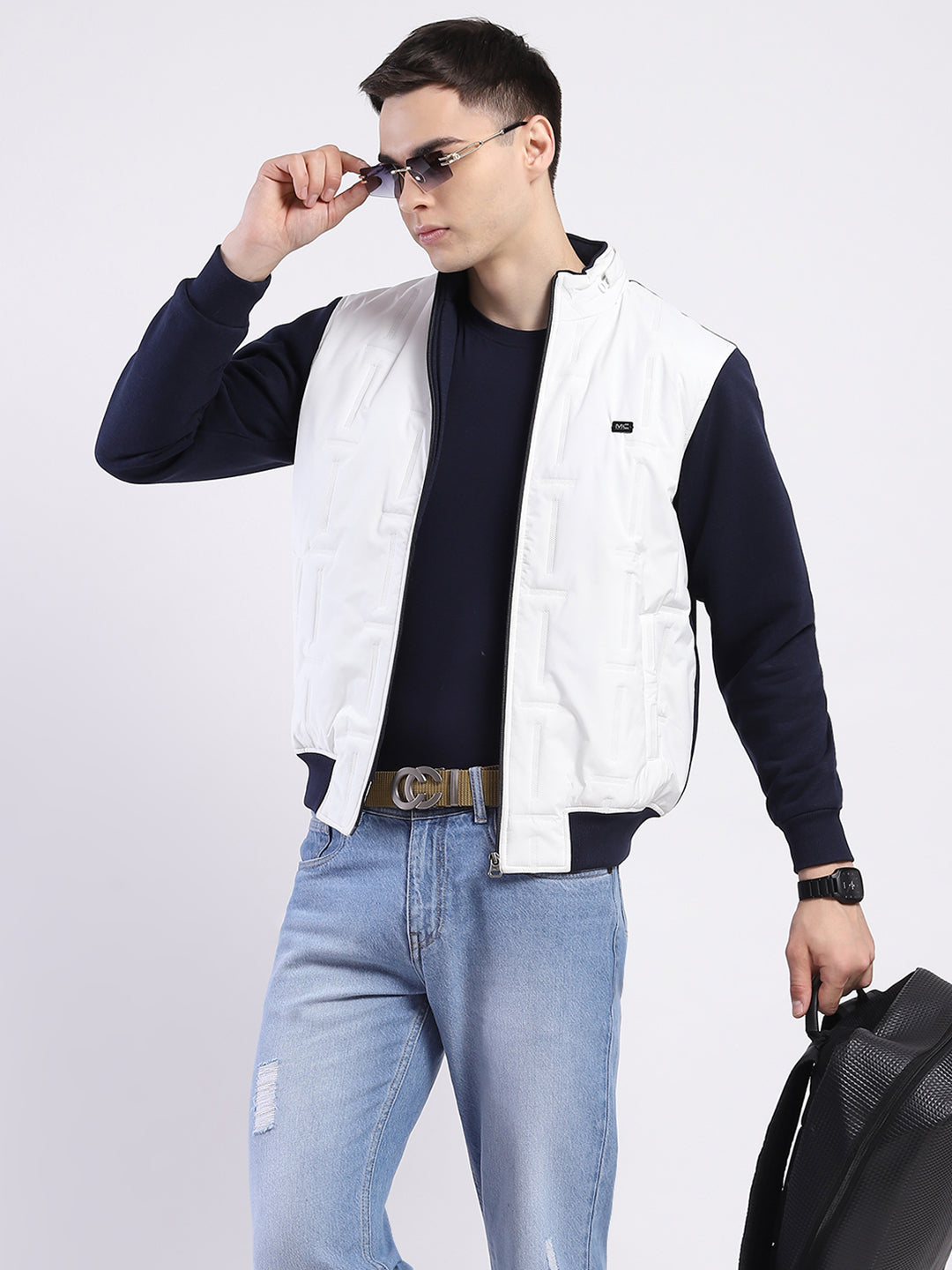 Men White Solid Hooded Full Sleeve Sweatshirt