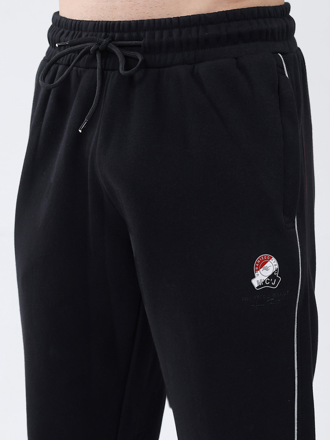 Men Black Solid Mock Neck Full Sleeve Winter Tracksuit