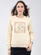 Women Beige Printed Round Neck Full Sleeve Sweatshirt