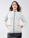 Women White Self Design Mock Neck Full Sleeve Sweatshirt