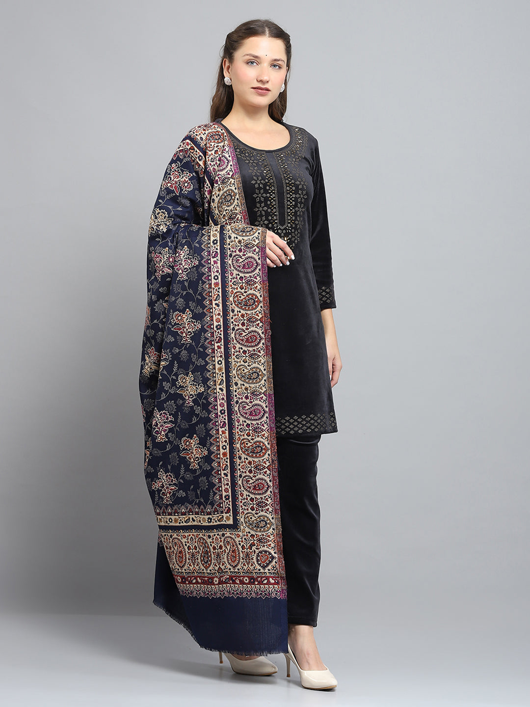 Women Multicolor Self Design Shawl