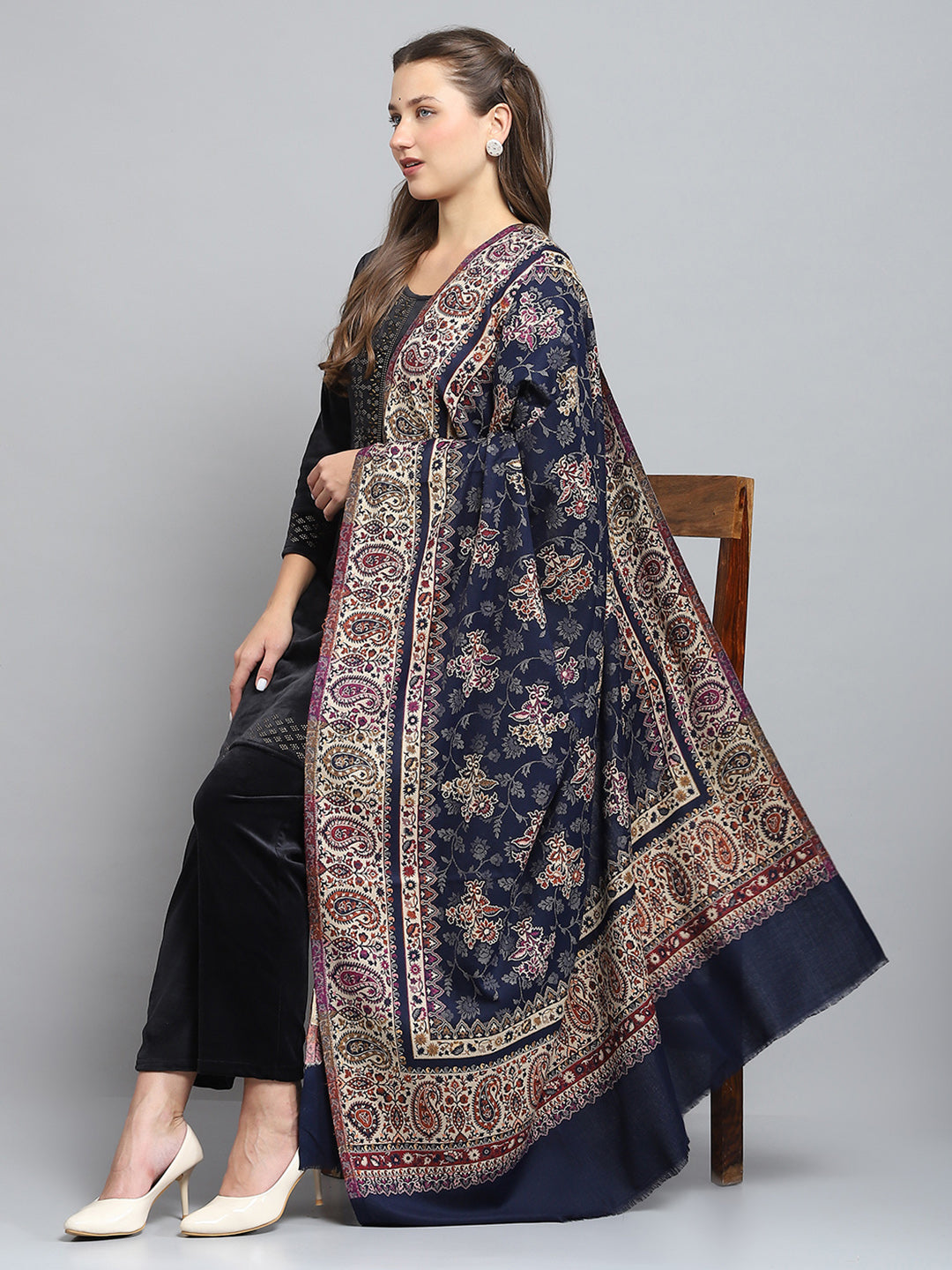 Women Multicolor Self Design Shawl