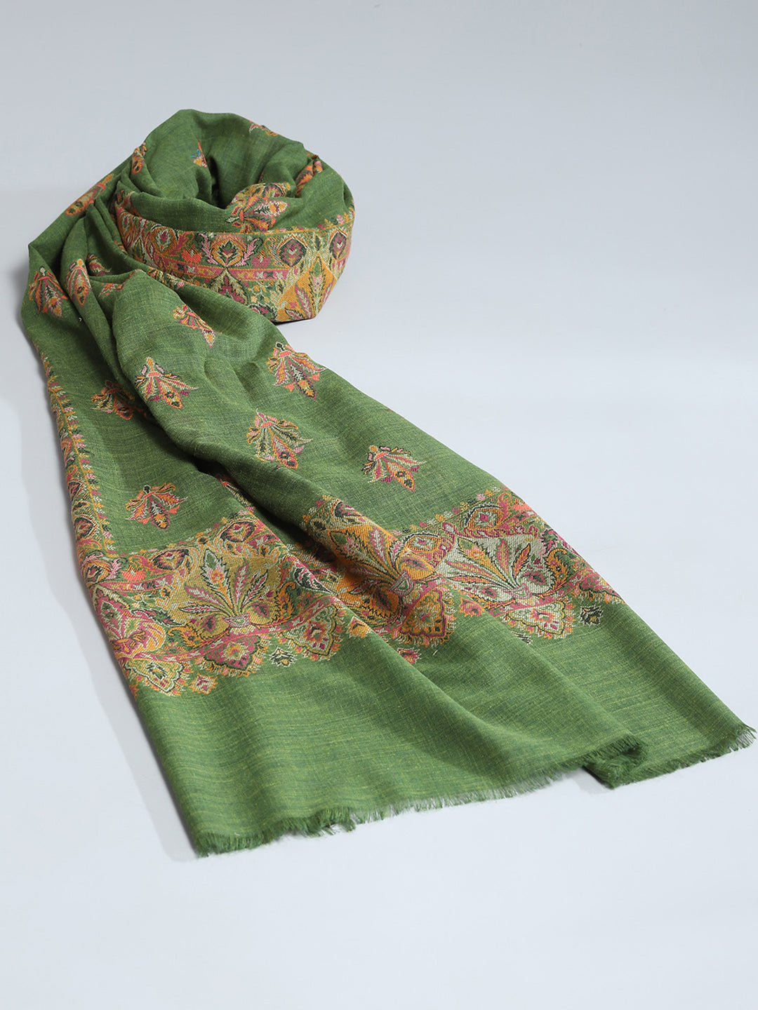 Women Green Self Design Shawl