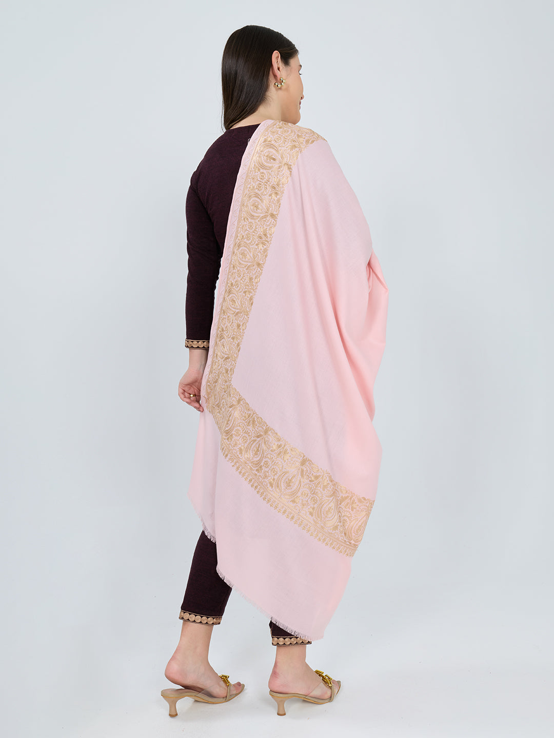 Women Pink Traditional Motifs Polyester Acrylic Shawl
