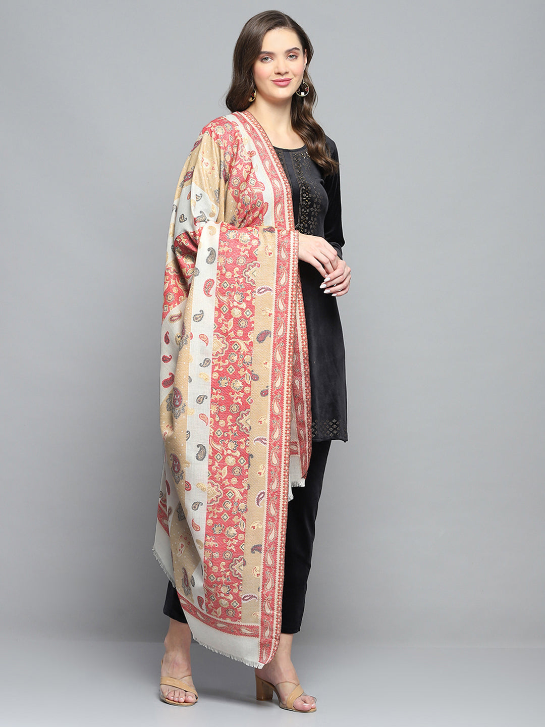 Women Multicolor Self Design Shawl