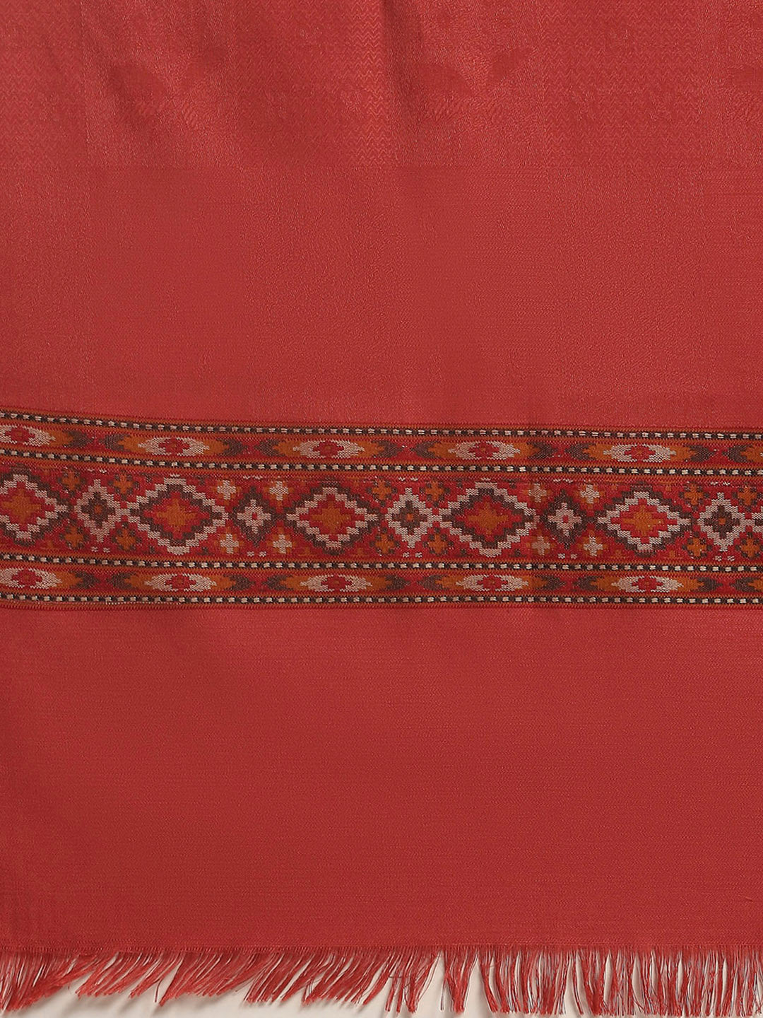 Women Red Self Design Shawl