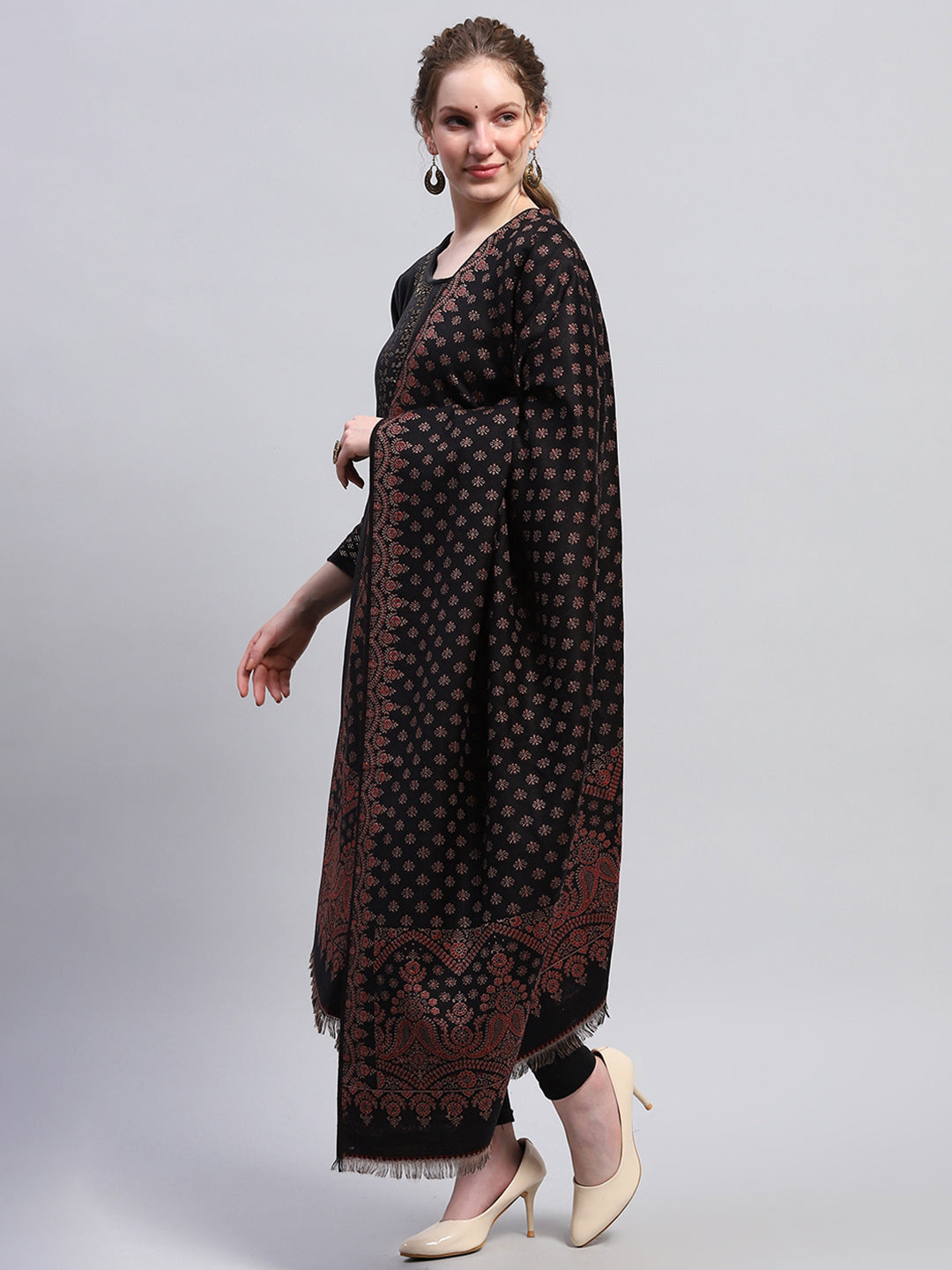 Women Multicolor Self Design Shawl