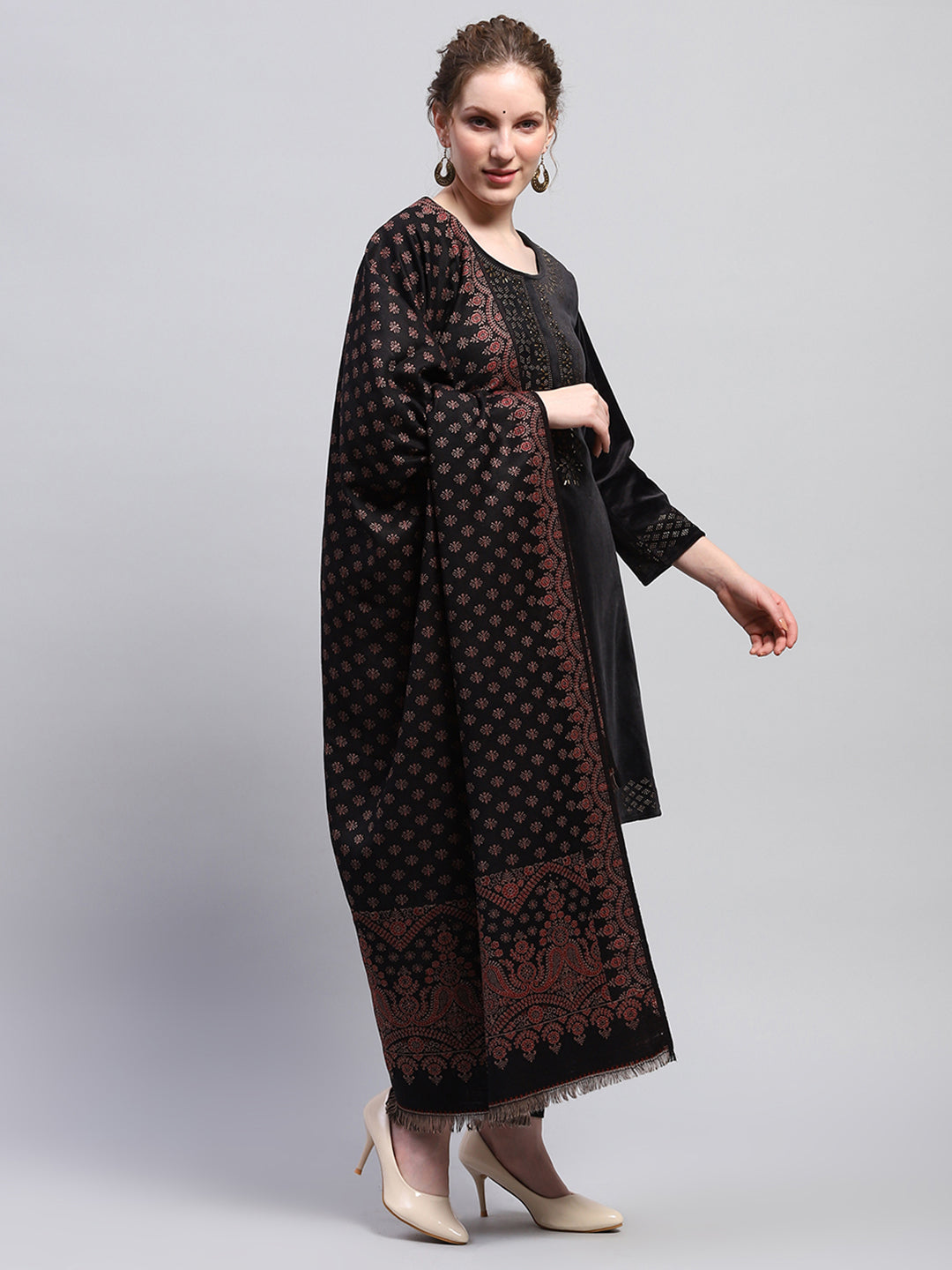 Women Multicolor Self Design Shawl