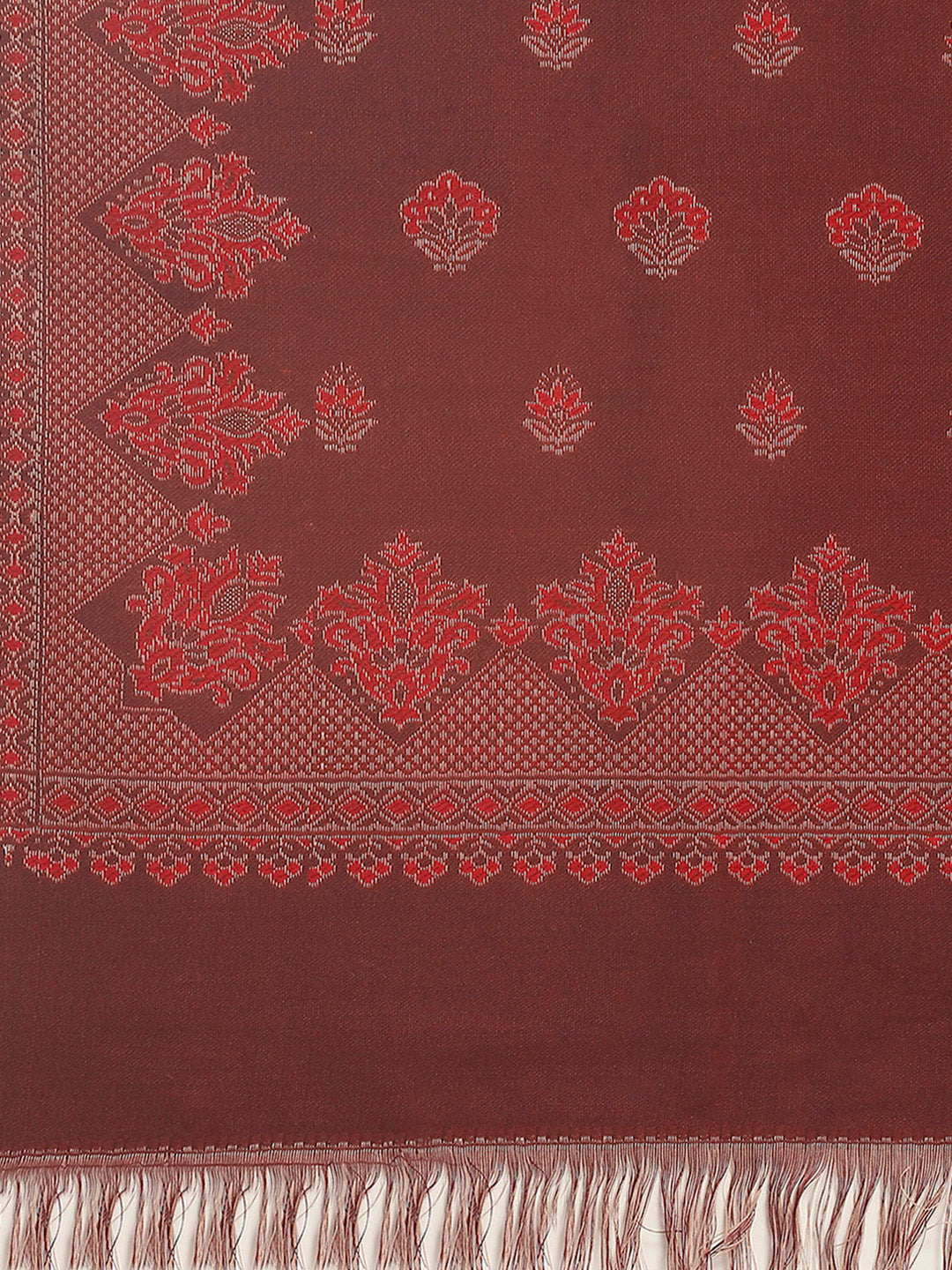Women Maroon Self Design Shawl