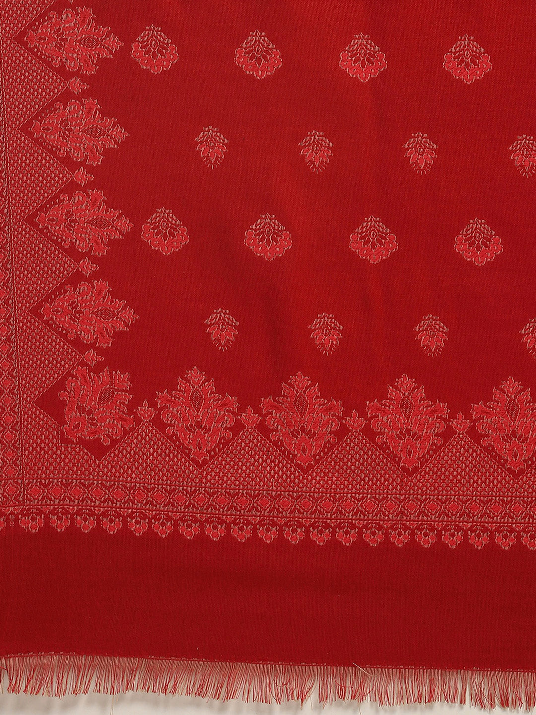 Women Red Self Design Shawl