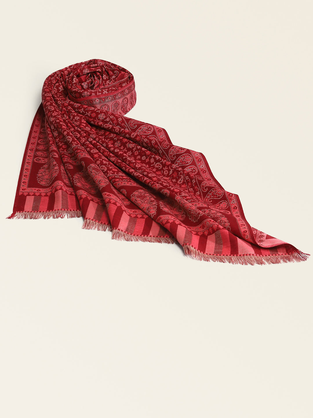 Women Maroon Self Design Shawl