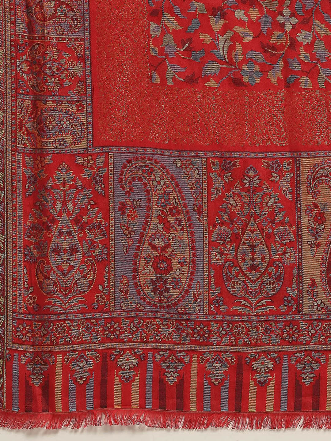 Women Red Self Design Shawl