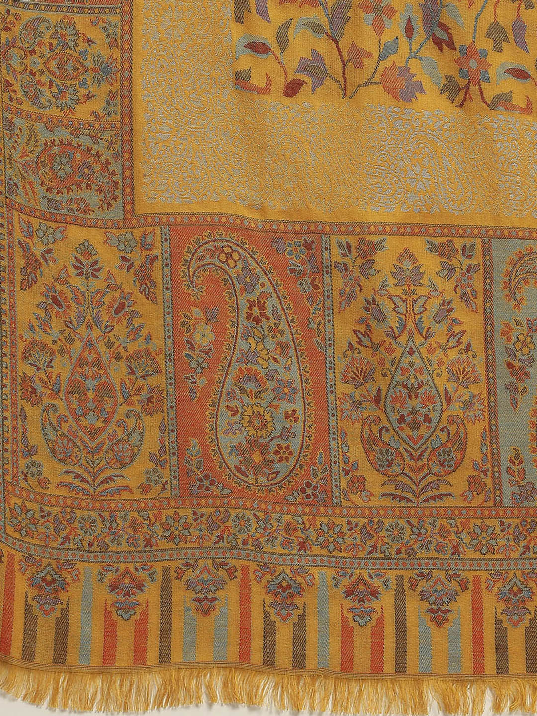 Women Mustard Self Design Shawl