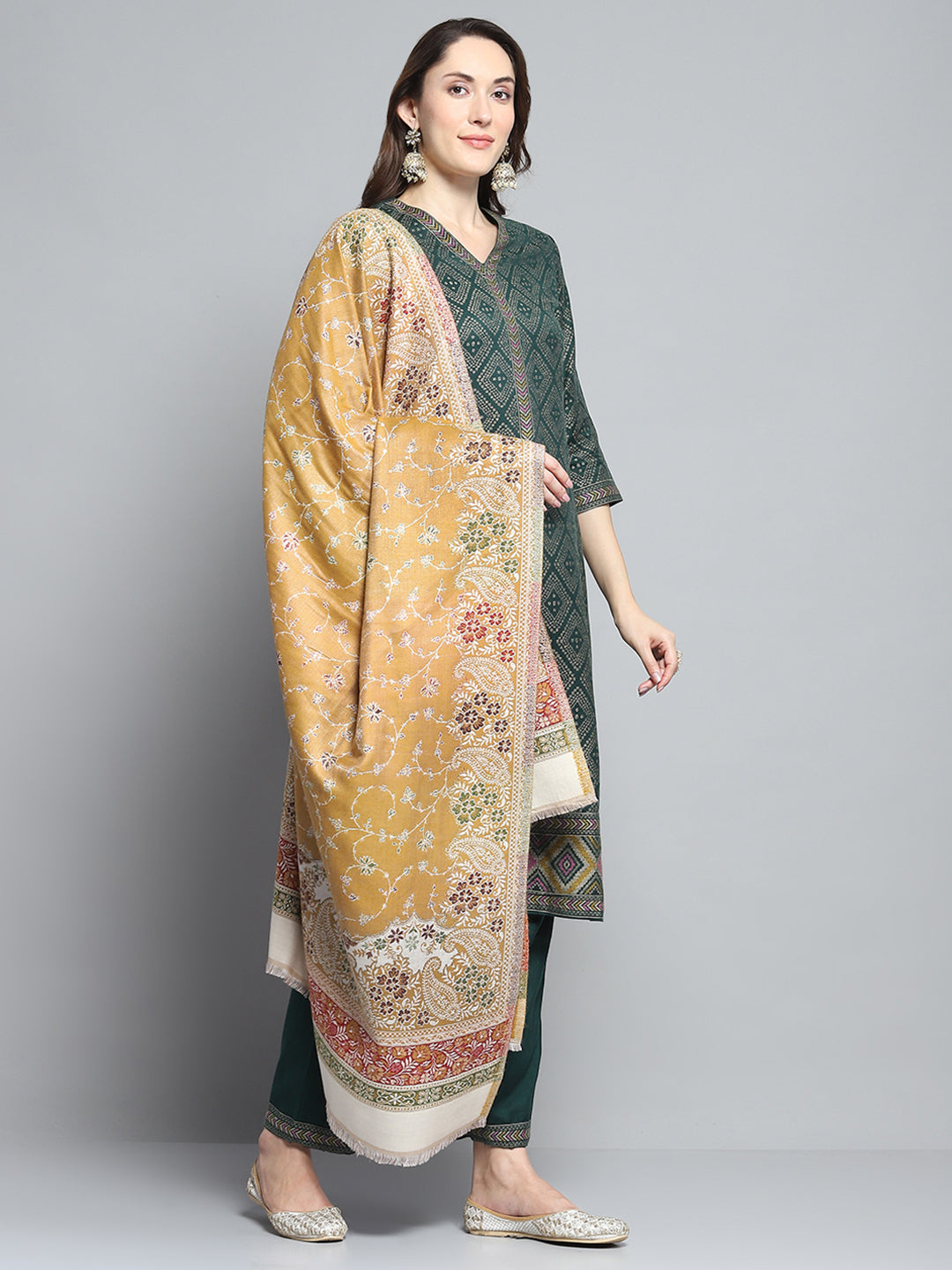 Women Multicolor Self Design Shawl