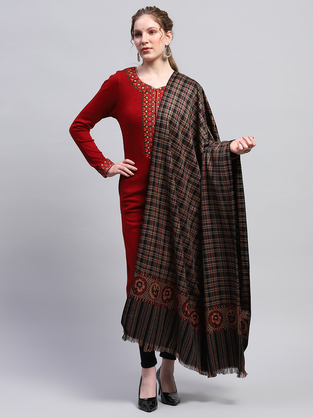 Women Multicolor Self Design Shawl