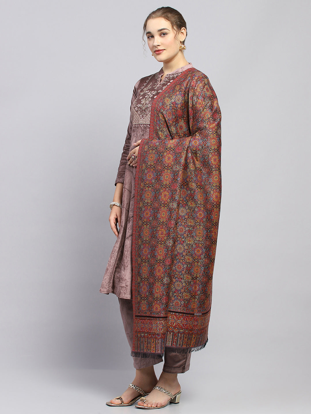 Women Multicolor Self Design Shawl