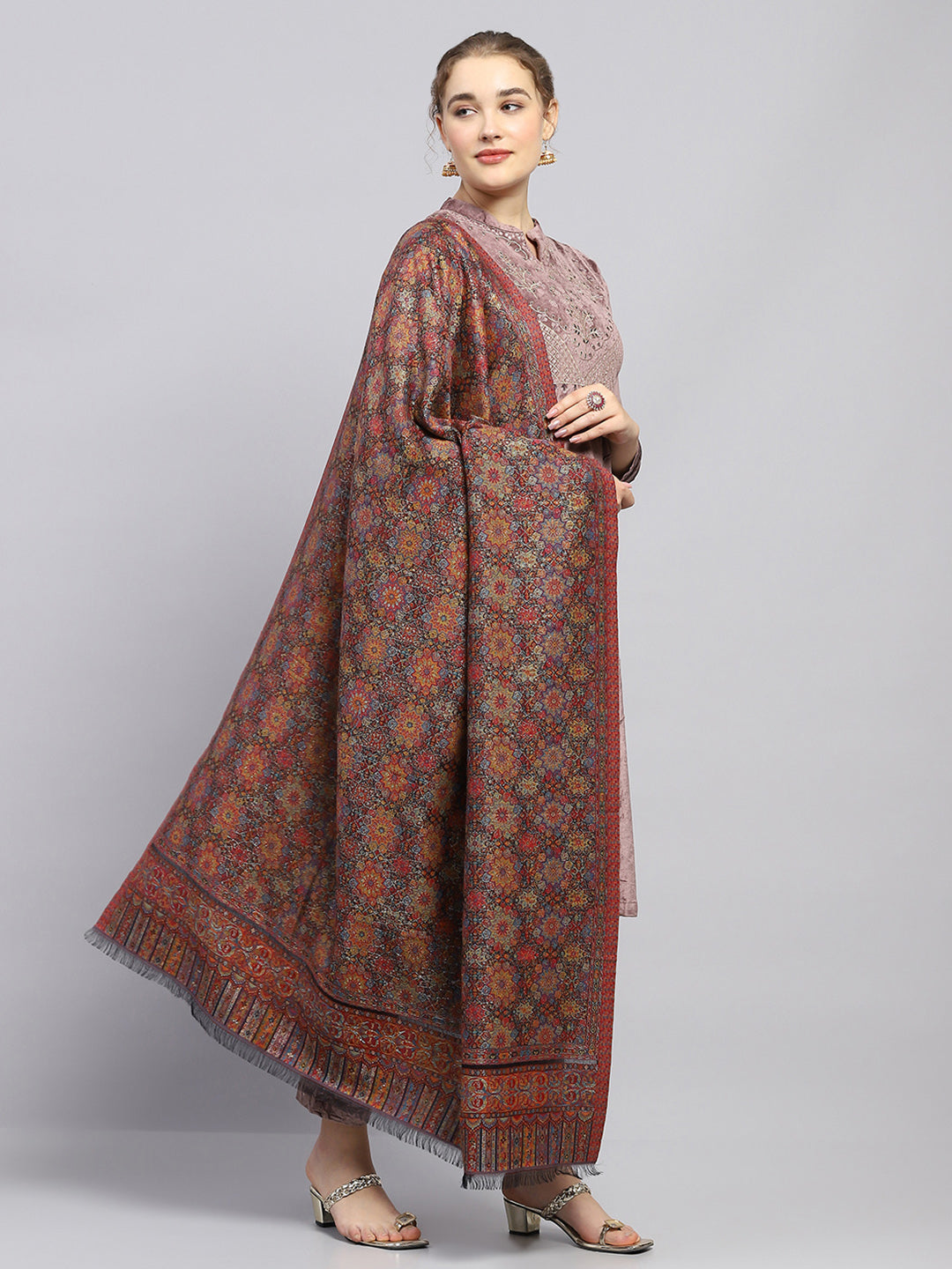 Women Multicolor Self Design Shawl