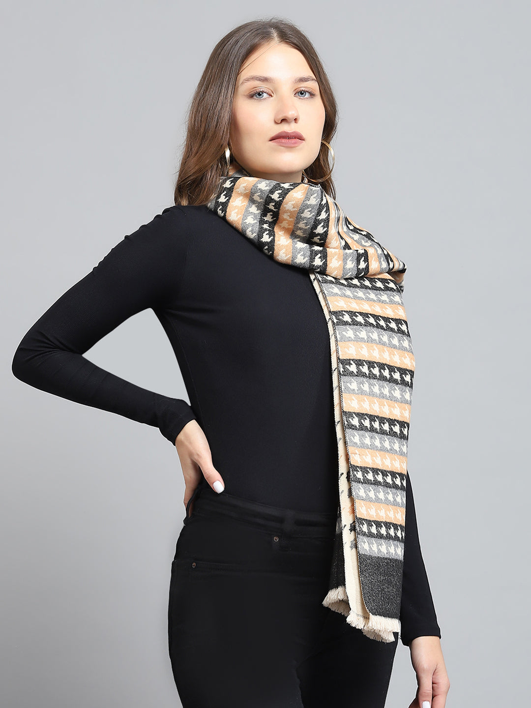 Women Multicolor Self Design Stole