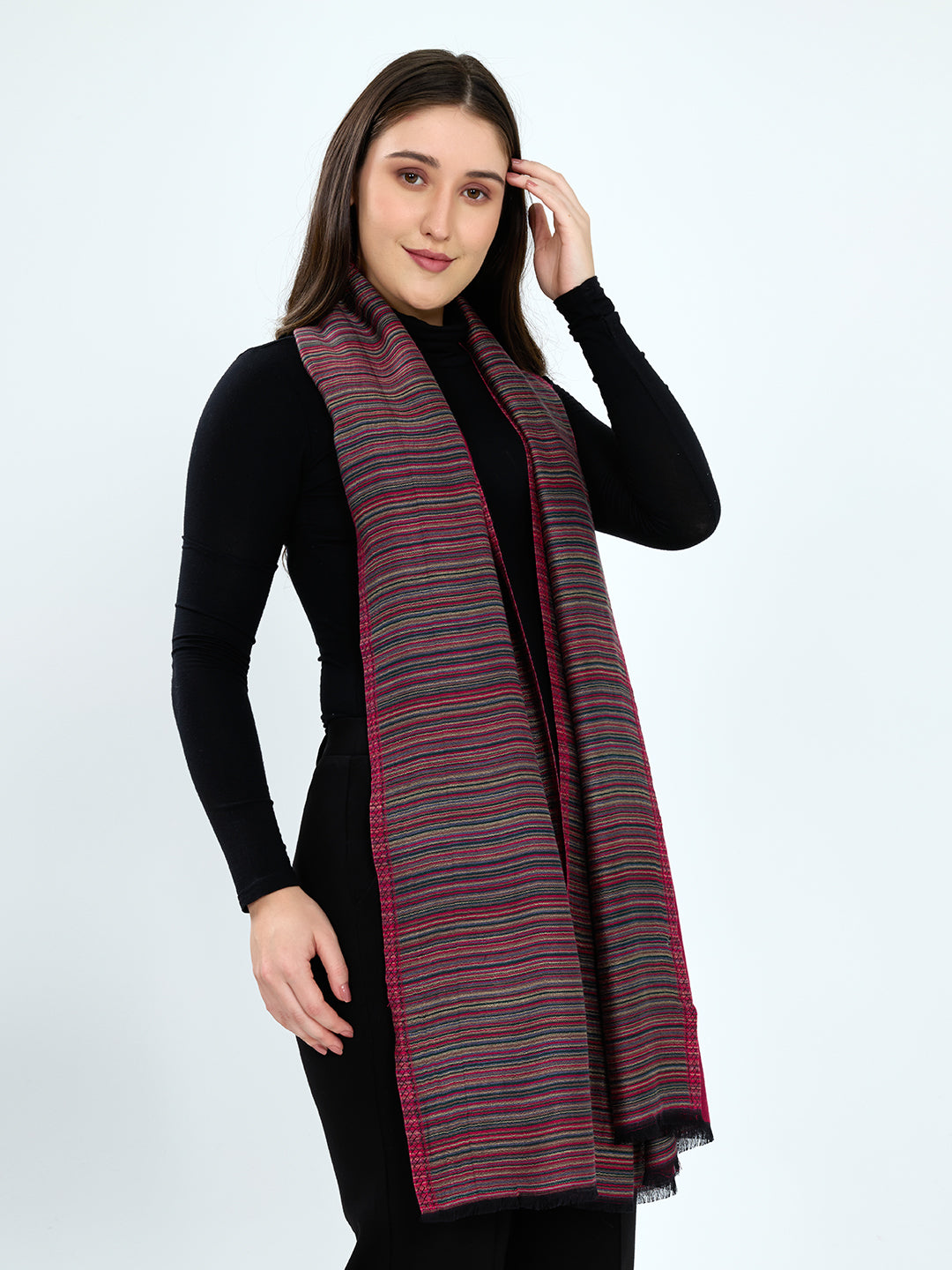 Women Multicolor Stripe Modal Stole