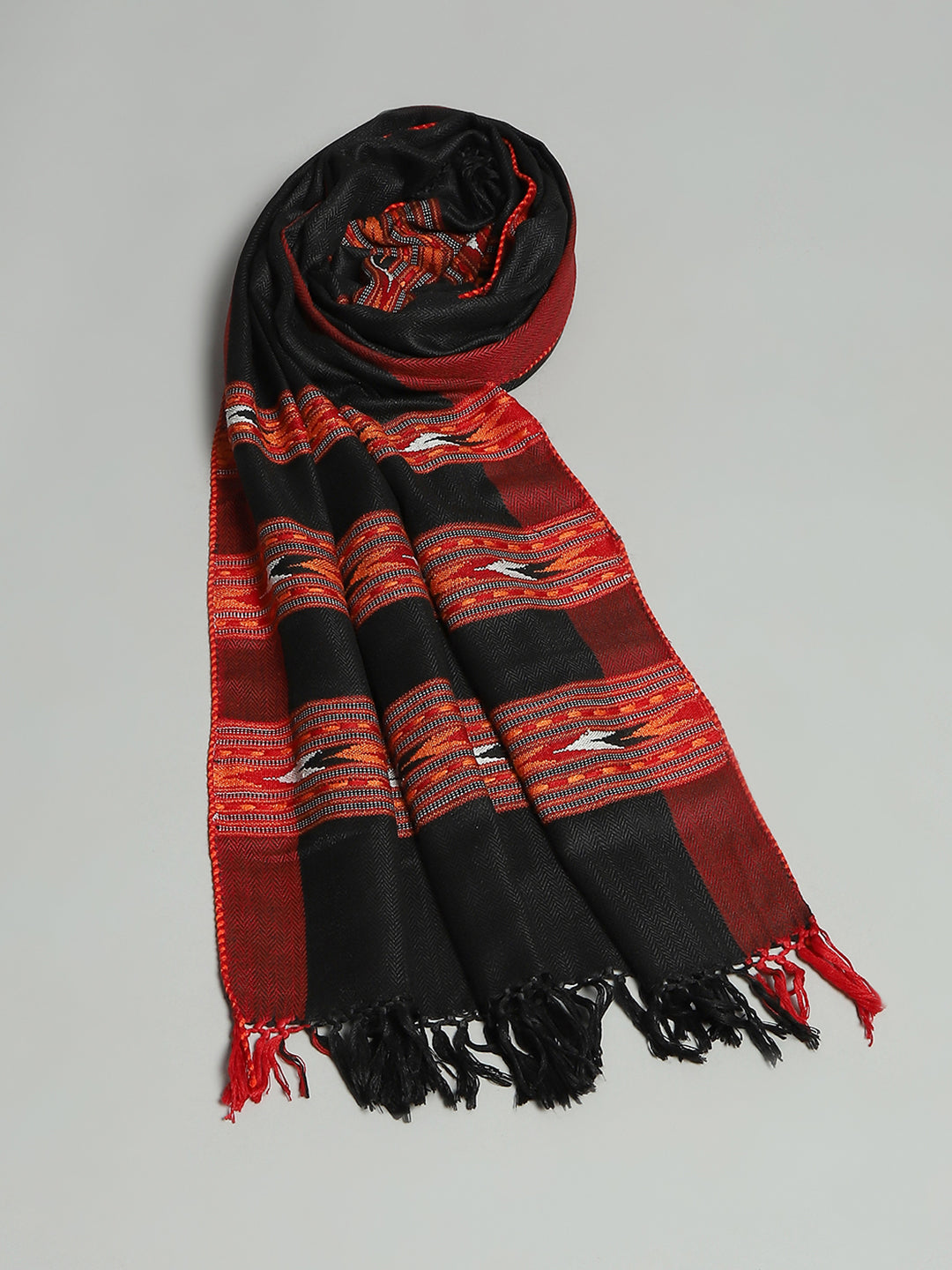 Women Black Self Design Stole