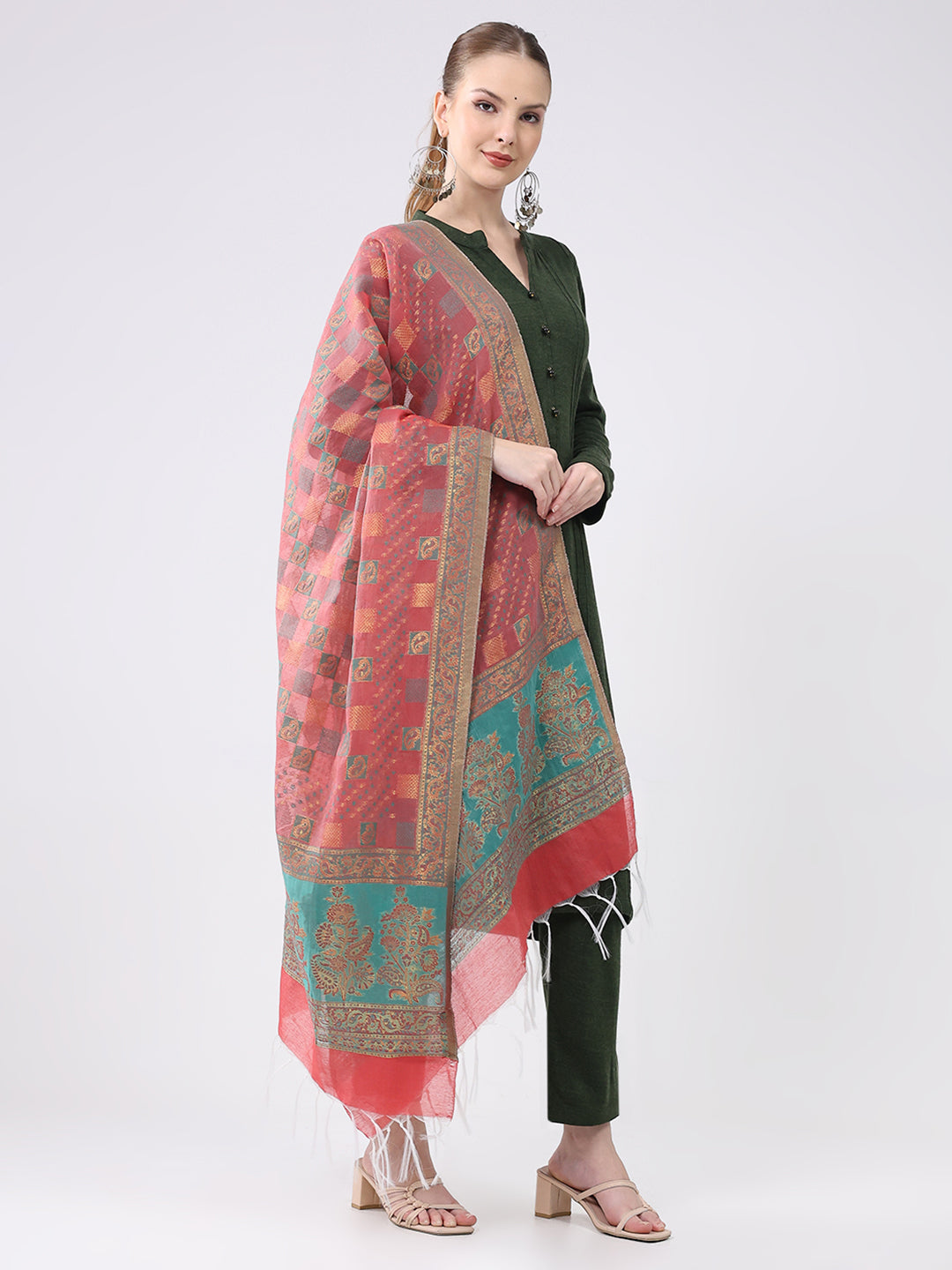 Women Multicolor Self Design Wool Stole