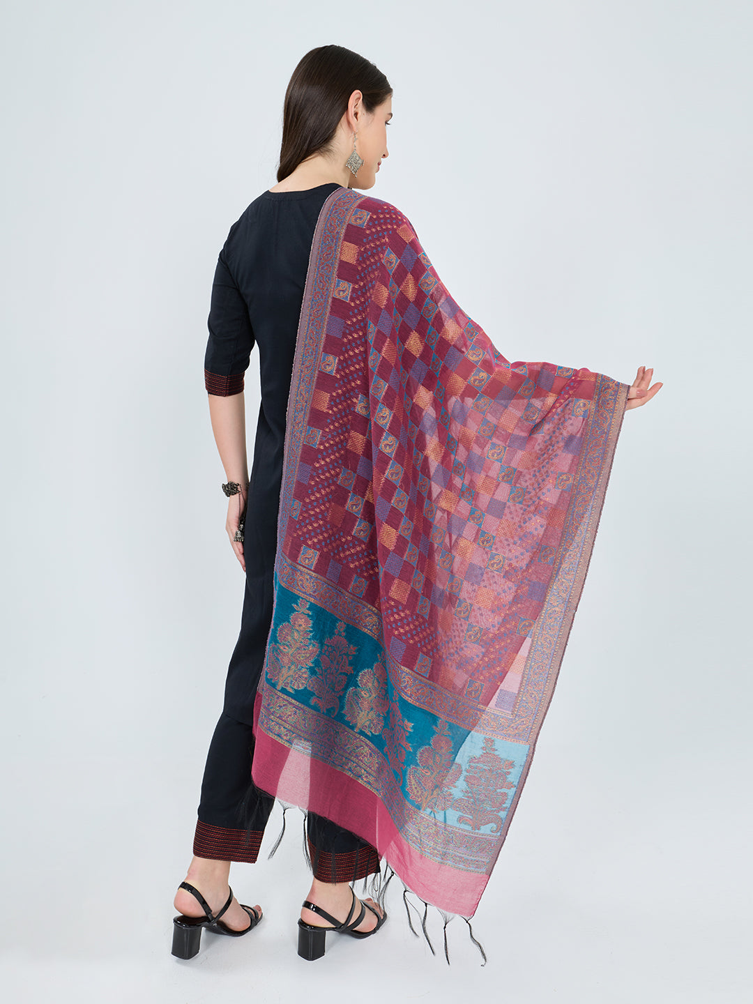 Women Multicolor Traditional Motifs Polyester Cotton Stole
