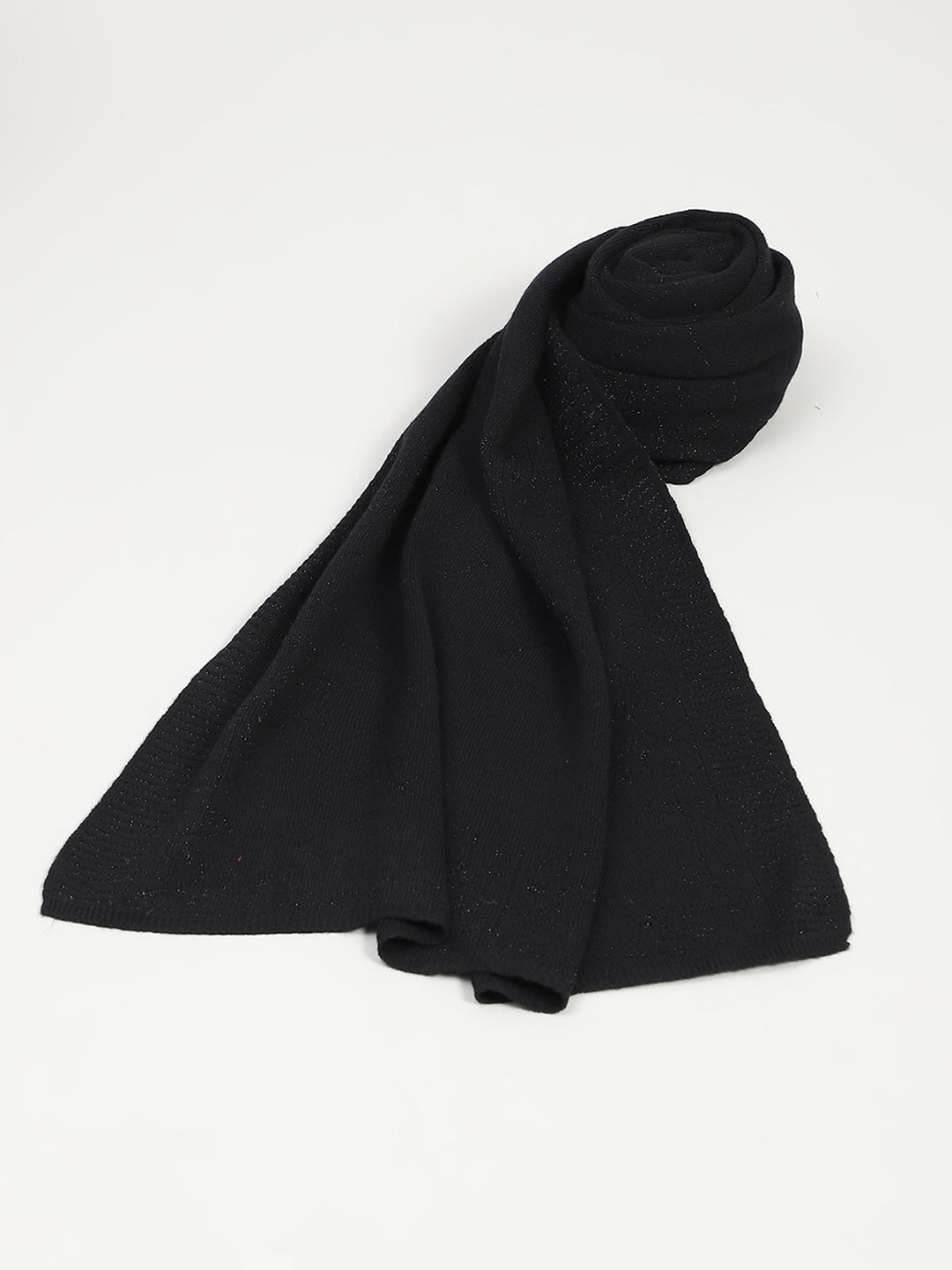 Women Black Self Design Stole