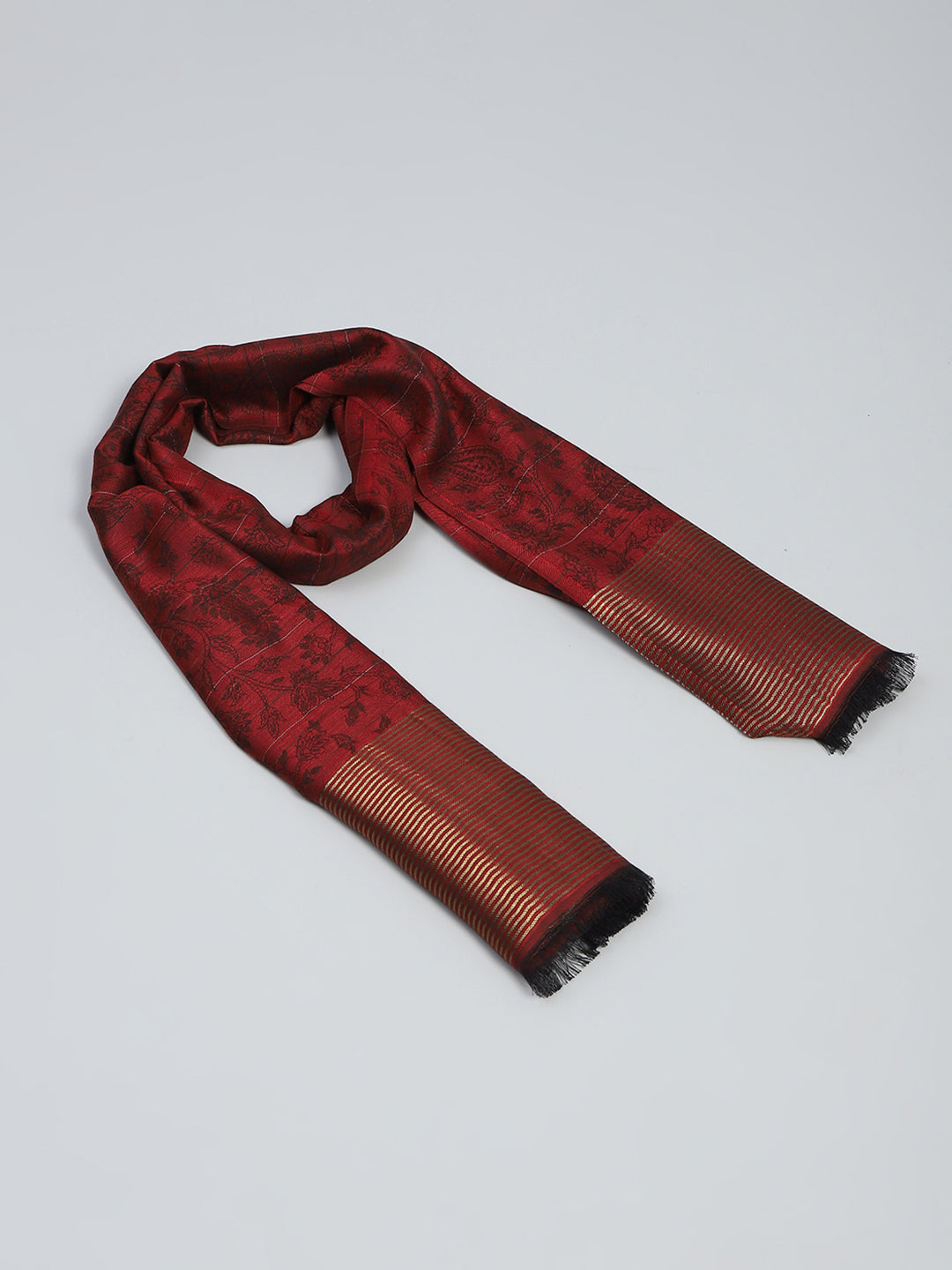 Women Maroon Self Design Stole