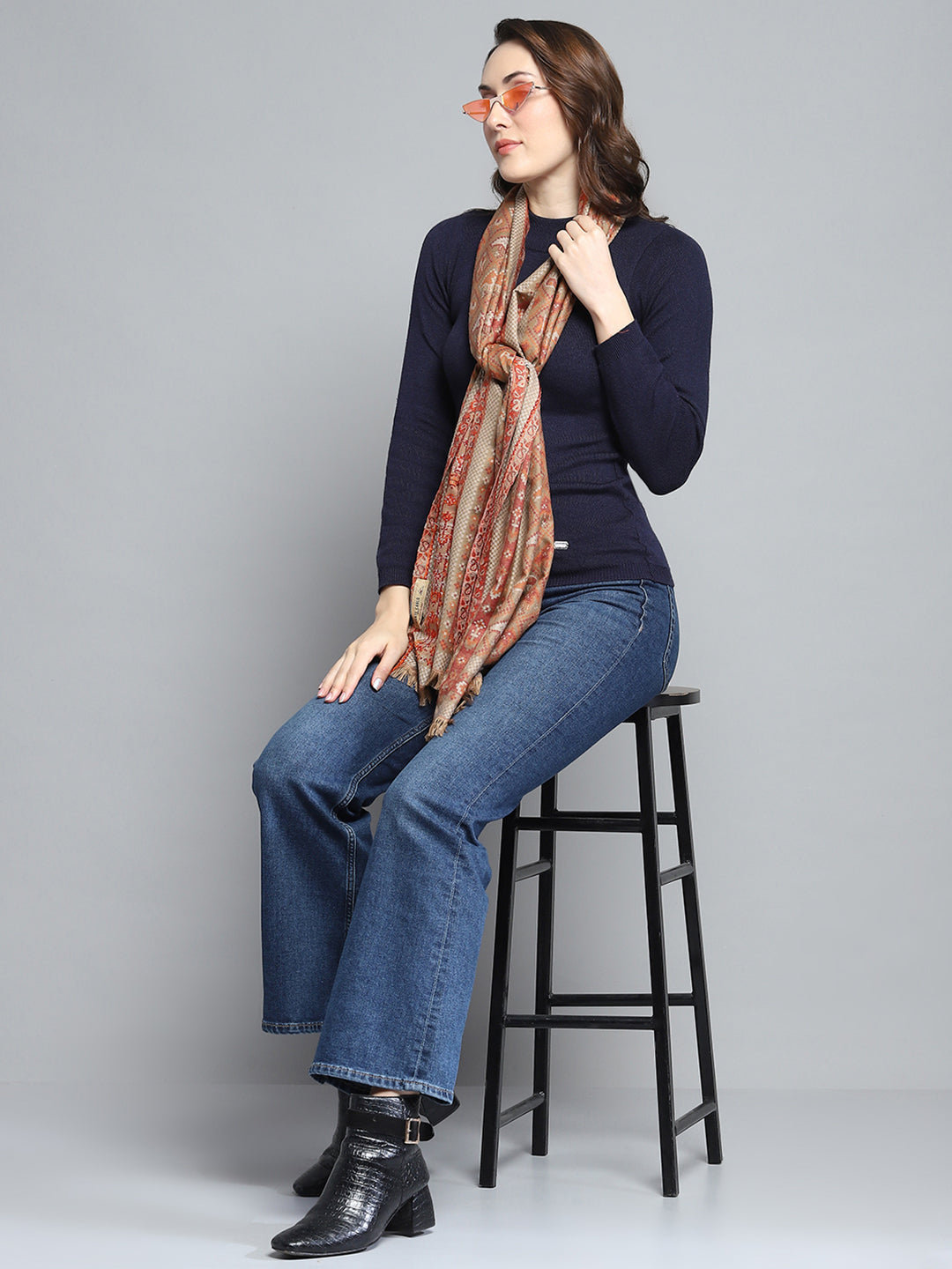 Women Multicolor Self Design Stole