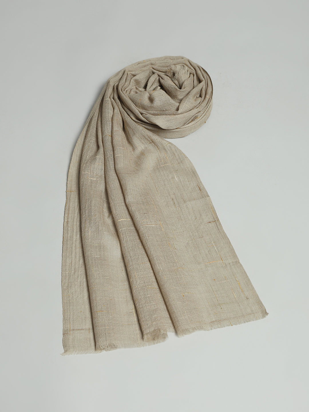 Women Beige Self Design Stole