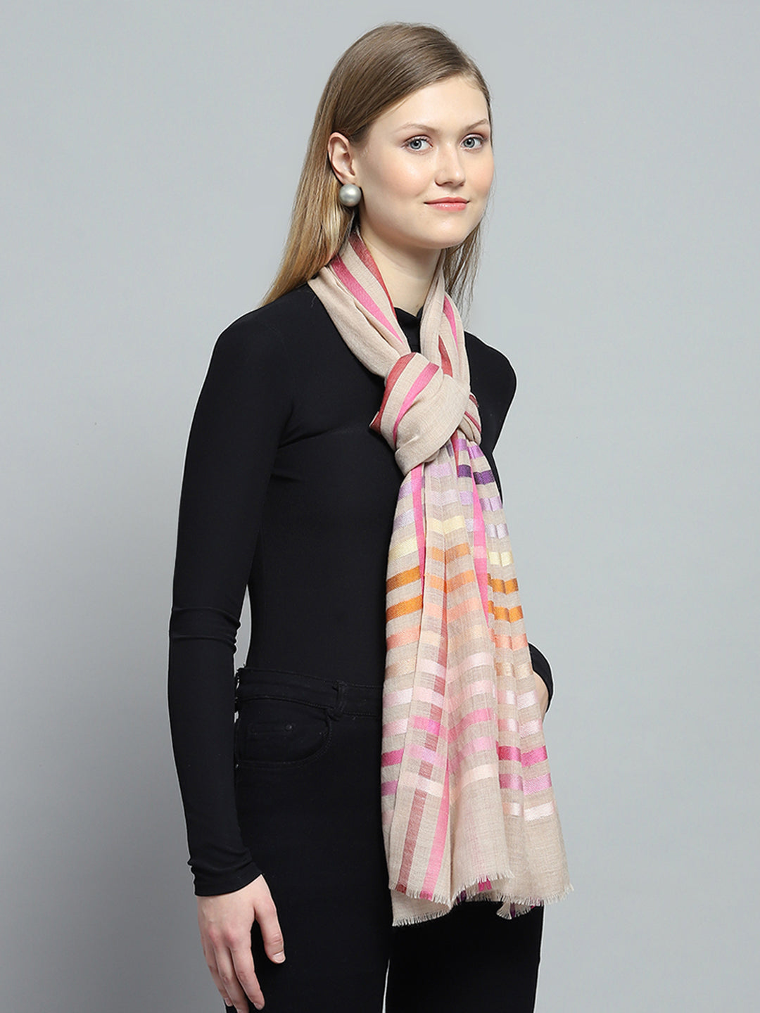 Women Multicolor Self Design Stole