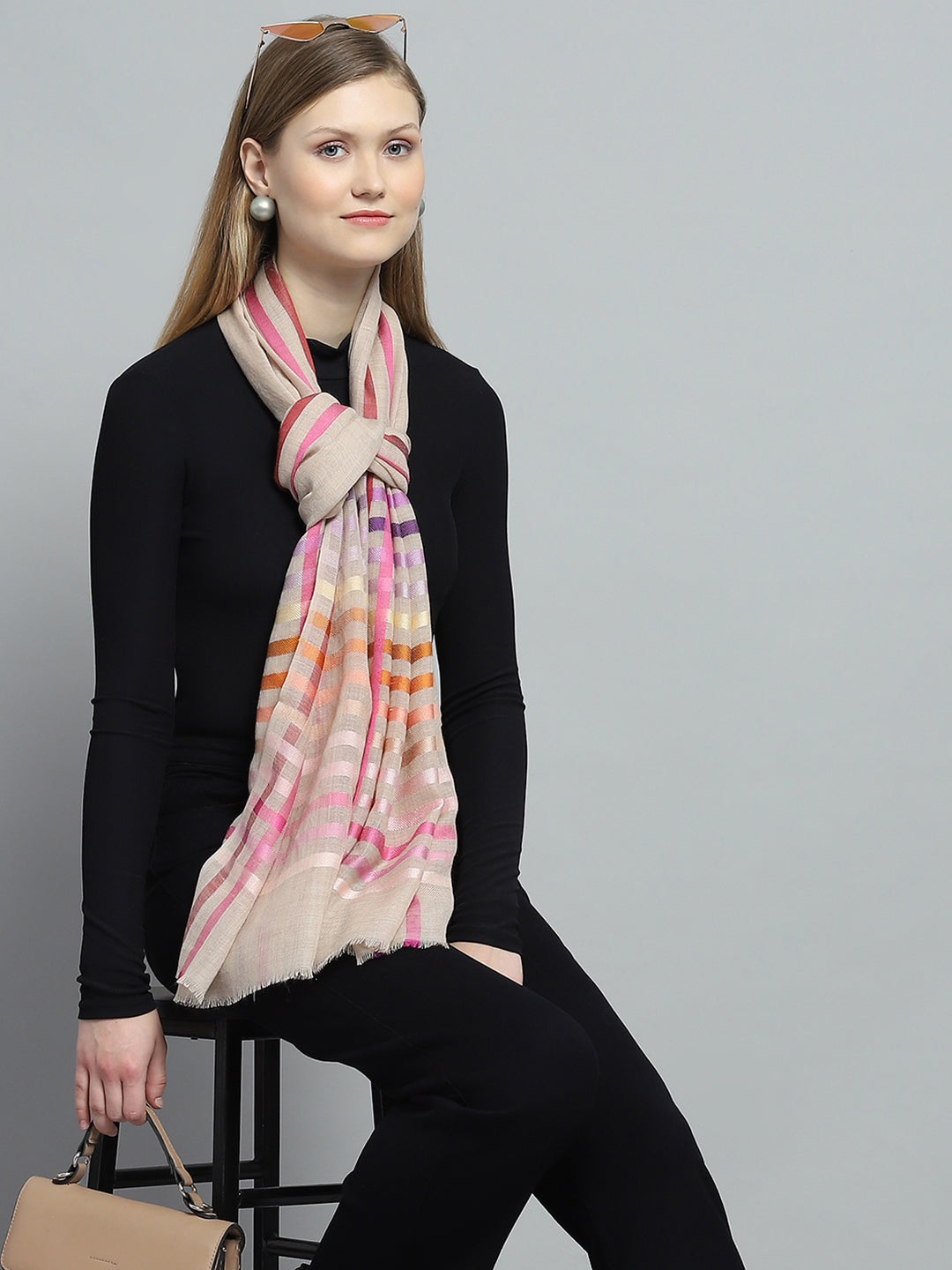 Women Multicolor Self Design Stole