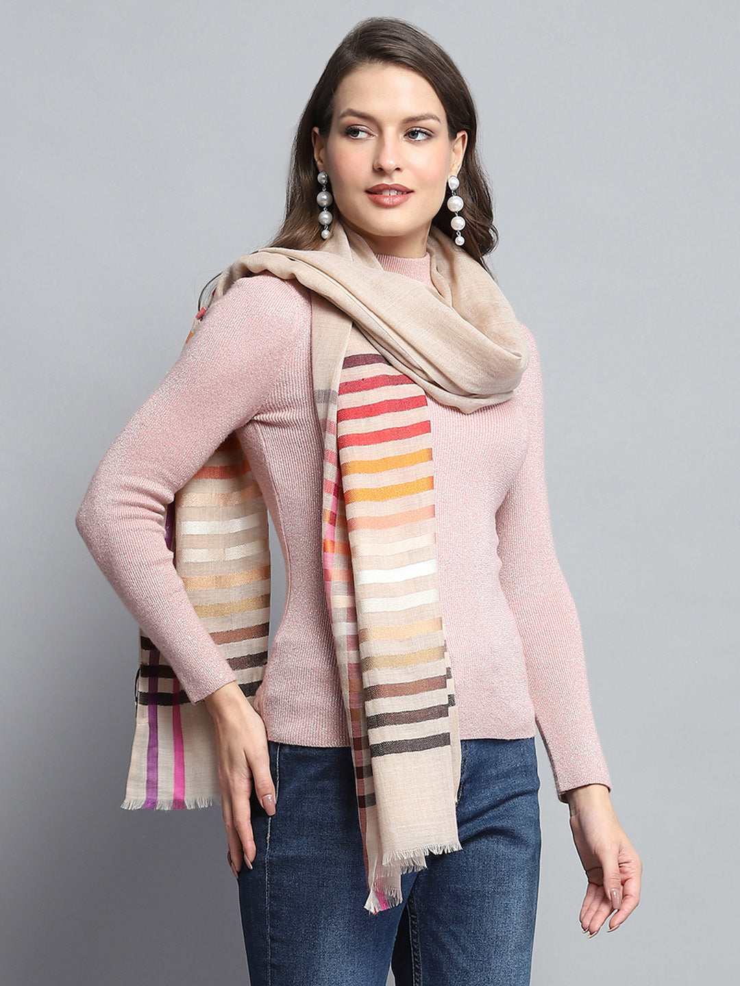 Women Multicolor Self Design Stole