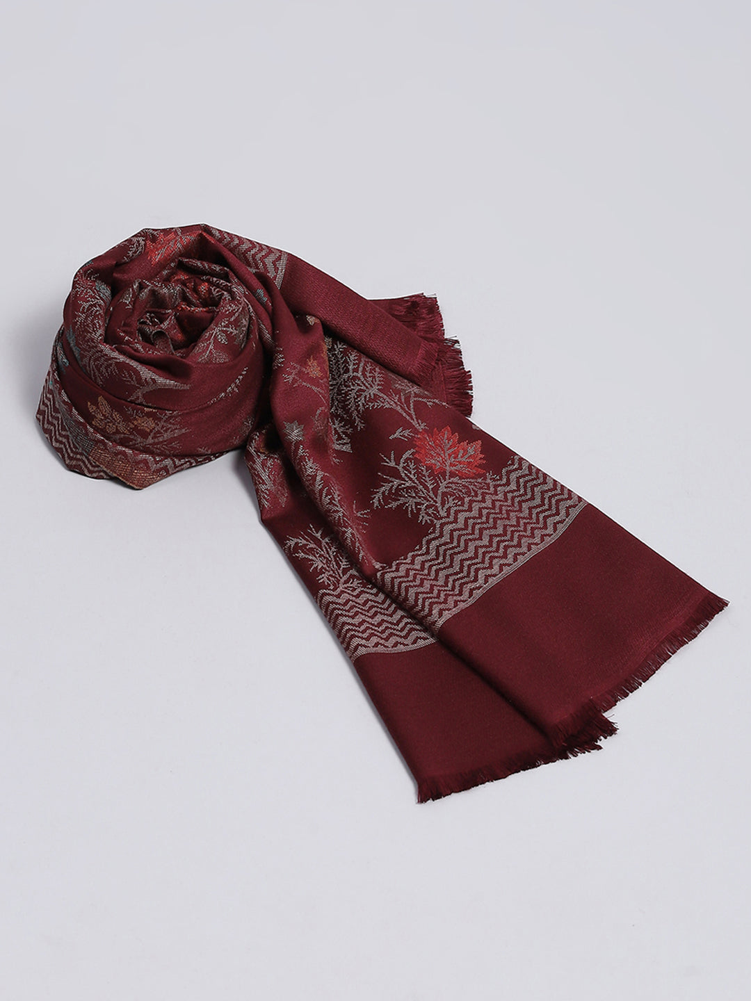Women Maroon Self Design Stole