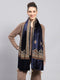Women Navy Blue Self Design Stole
