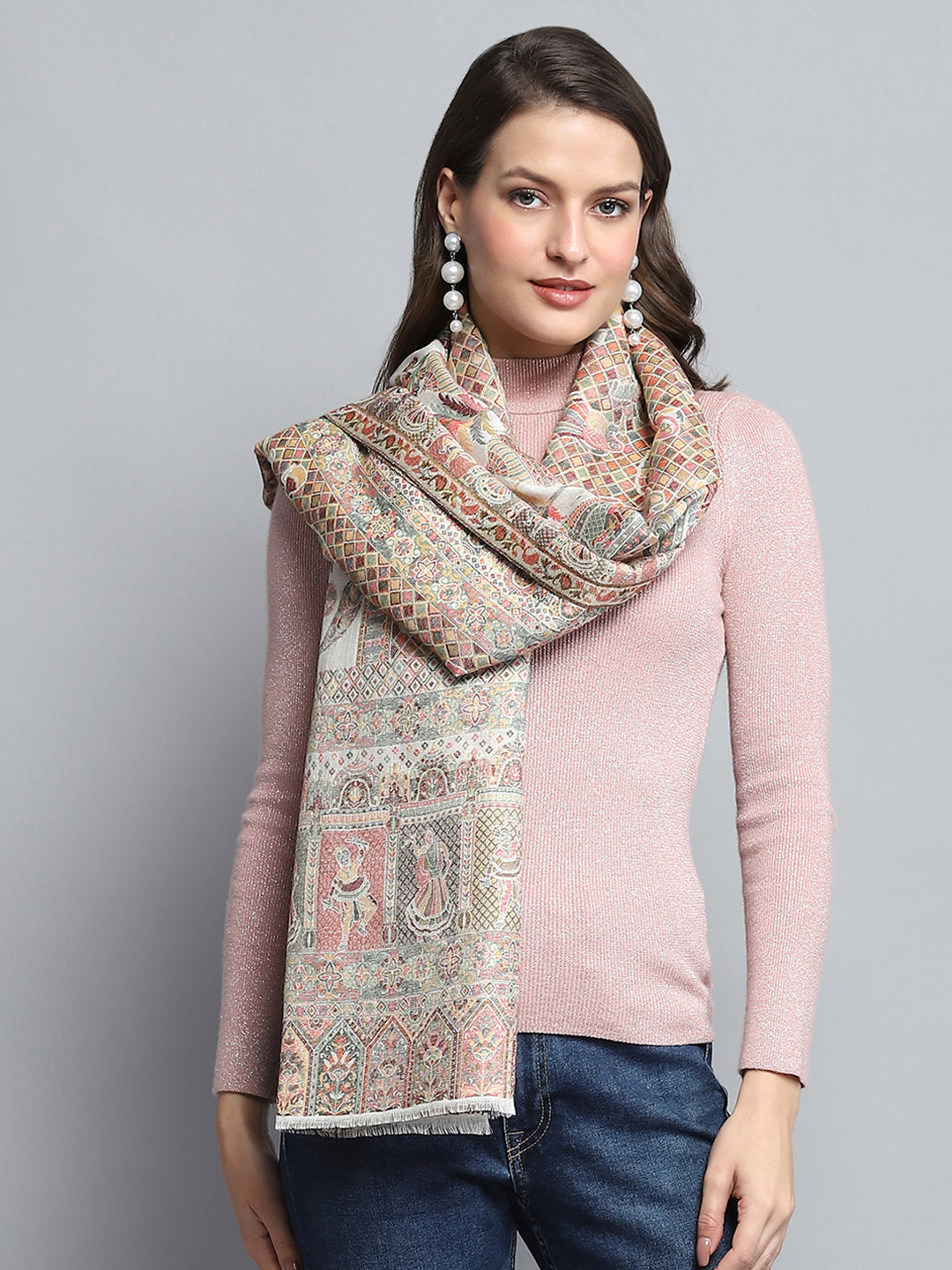 Women Multicolor Self Design Stole