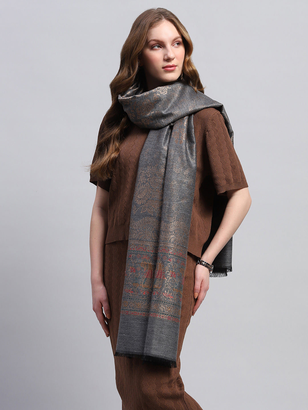 Women Multicolor Self Design Stole