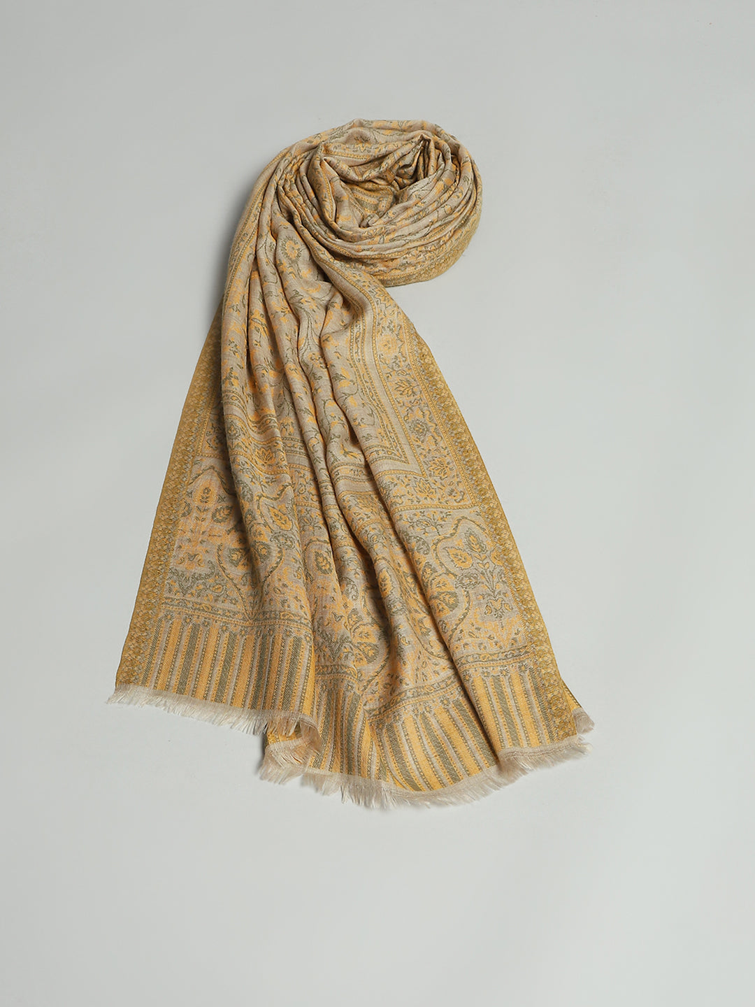 Women Mustard Self Design Stole